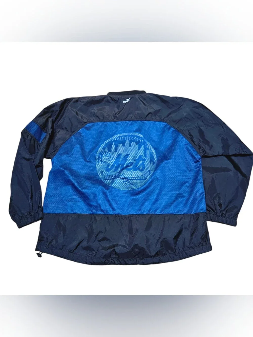 ​Vintage Puma MLB New York Mets Windbreaker Jacket Black Blue Full Zip Large
